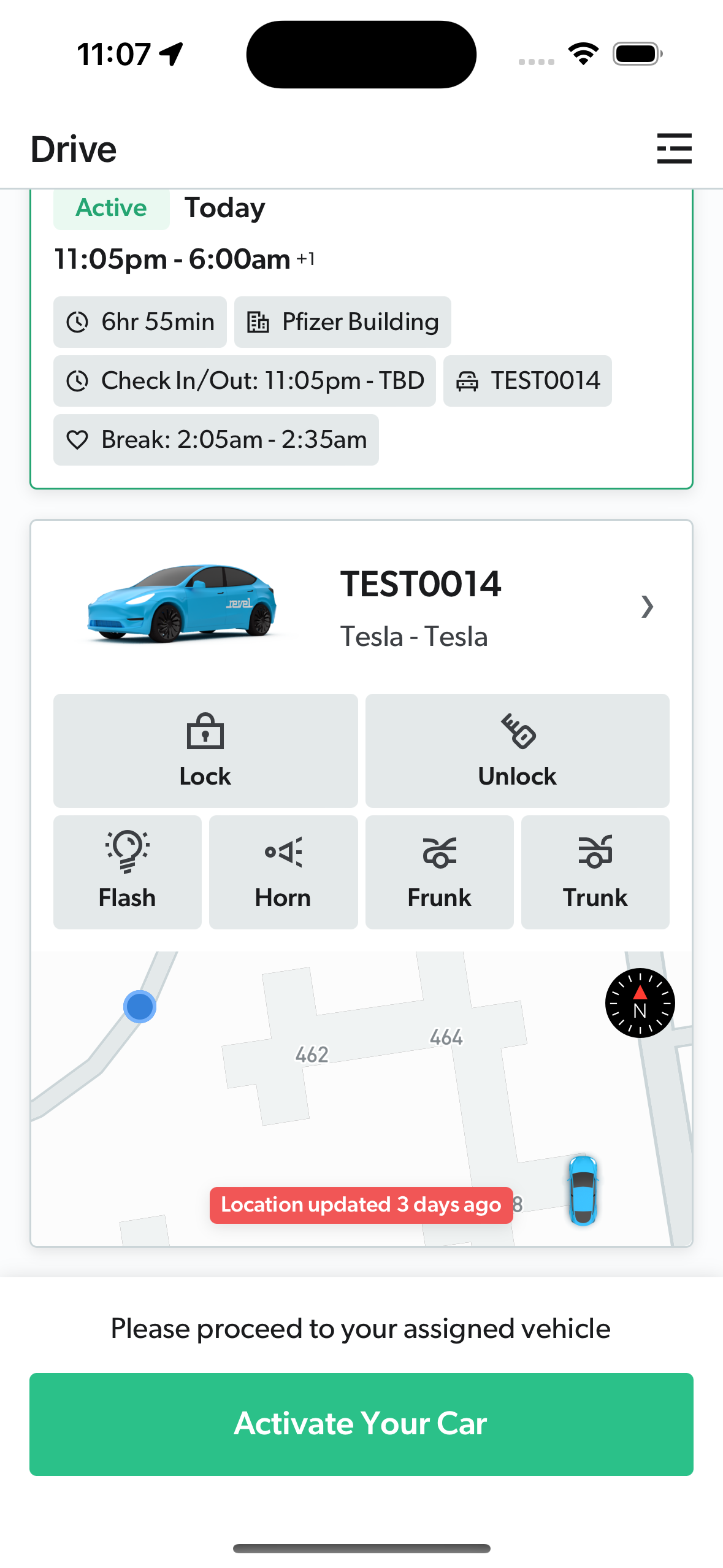 The driver app drive page.